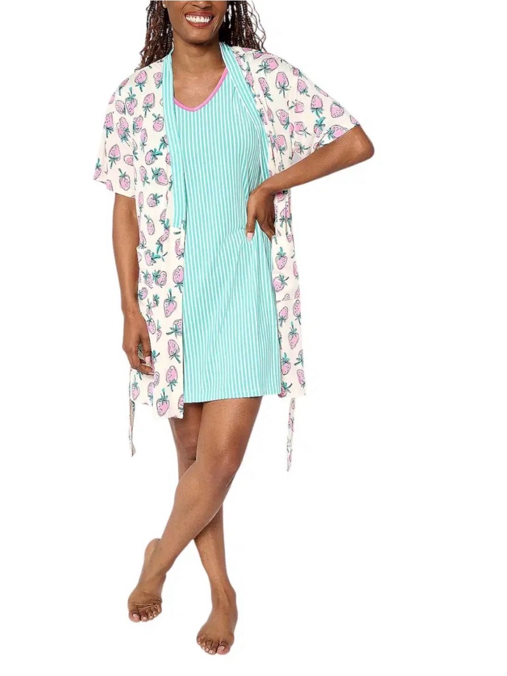 Muk luks Strawberry print wrap robe